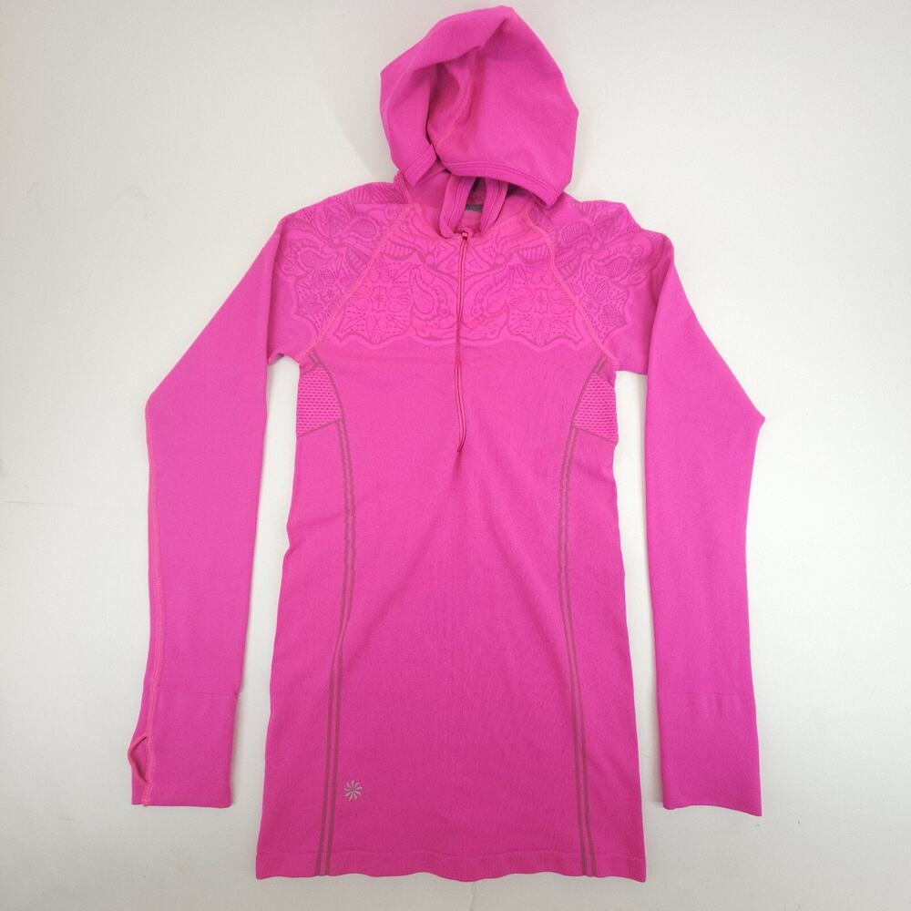 Athleta Hoodie Women S Pink Bodyfit Stretch Zip Activewear Gym EUC - Picture 2 of 9